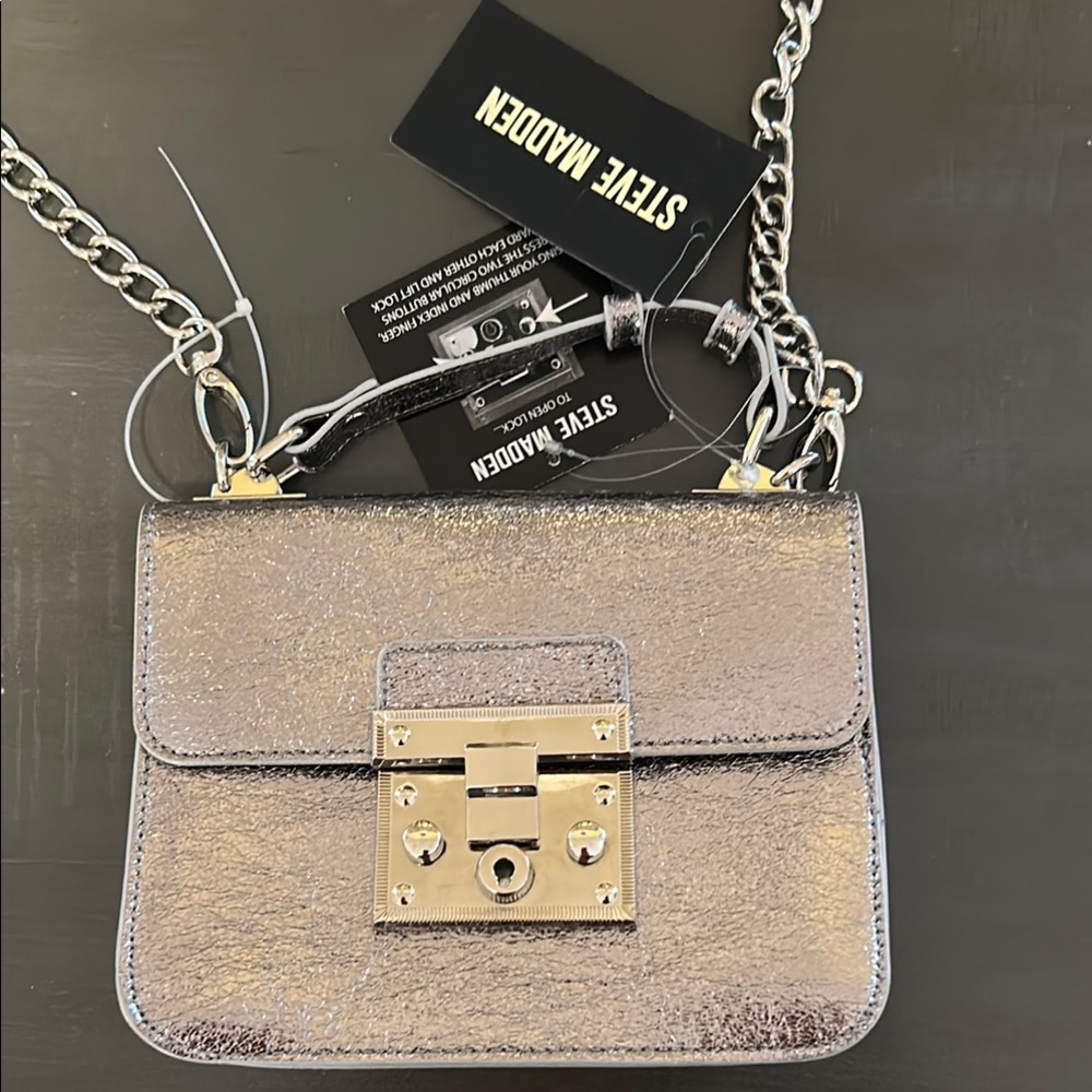 Steve Madden Metallic Crossbody Bag with Chain